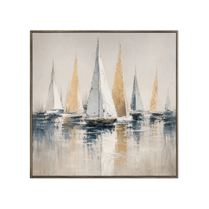 Golden Sails Ocean Wall Art | Oildeco