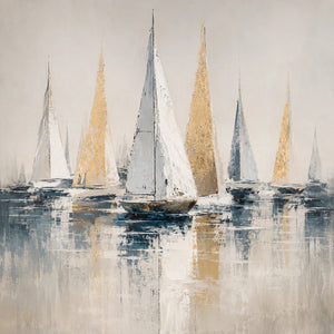 Original artwork view of Golden Sails Ocean Wall Art | Oildeco