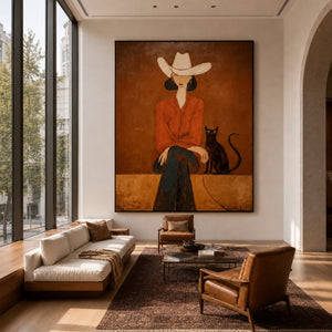 Desert Muse Figure Wall Art styled in a modern living room | OILDECO