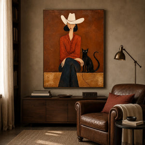 Desert Muse Figure Wall Art displayed in a warm reading corner | OILDECO