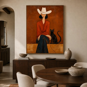 Desert Muse Figure Wall Art styled in a refined dining room | OILDECO