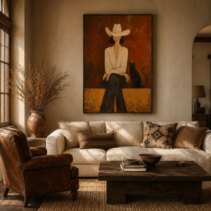 Desert Muse Figure Wall Art styled in a modern living room | Oildeco
