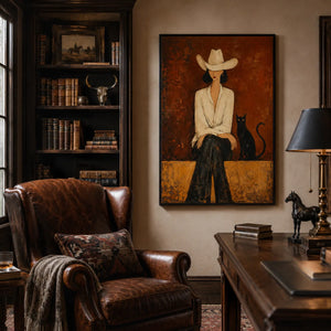 Desert Muse Figure Wall Art styled in a contemporary entryway | Oildeco