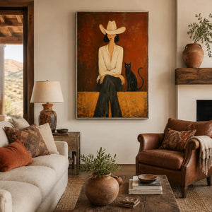 Desert Muse Figure Wall Art displayed in a bright dining room | Oildeco