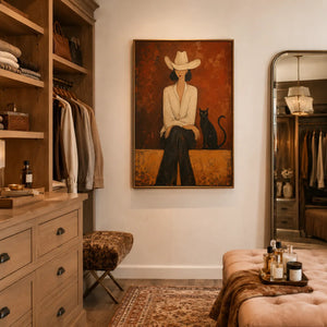 Desert Muse Figure Wall Art shown in a quiet home office | Oildeco