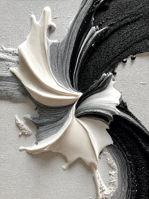 Monochrome Petal Flow Textured Wall Art artwork view | OILDECO