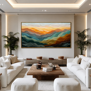 Golden Ridges Panoramic Wall Art styled interior scene 1 | OILDECO