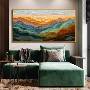 Golden Ridges Panoramic Wall Art styled interior scene 3 | OILDECO