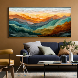 Golden Ridges Panoramic Wall Art styled interior scene 4 | OILDECO