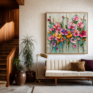 Candy Bloom Floral Wall Art styled interior scene 3 | OILDECO