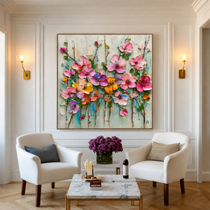 Candy Bloom Floral Wall Art styled interior scene 5 | OILDECO
