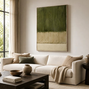 Olive Lines Textured Wall Art styled in a modern living room | Oildeco