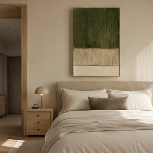 Olive Lines Textured Wall Art displayed above a sofa in a neutral interior | Oildeco