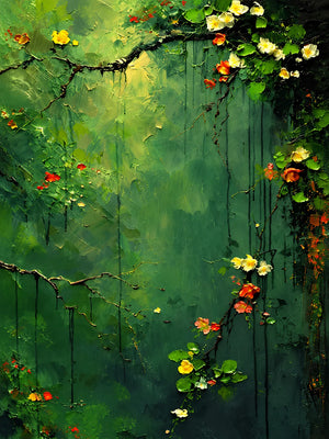 Emerald Blossom Cascade Textured Wall Art artwork view | OILDECO