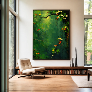 Emerald Blossom Cascade Textured Wall Art styled interior scene 3 | OILDECO