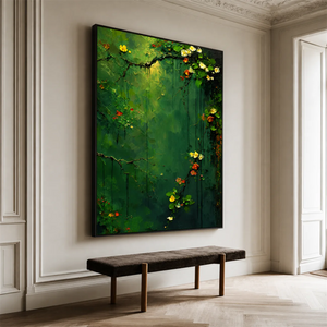 Emerald Blossom Cascade Textured Wall Art styled interior scene 4 | OILDECO