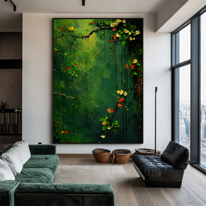 Emerald Blossom Cascade Textured Wall Art styled interior scene 5 | OILDECO