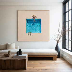 Poolside Pause Textured Wall Art styled interior scene 2 | OILDECO