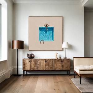 Poolside Pause Textured Wall Art styled interior scene 4 | OILDECO