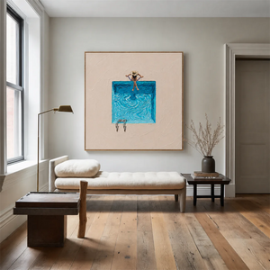 Poolside Pause Textured Wall Art styled interior scene 5 | OILDECO