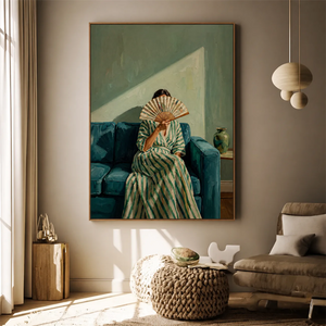 Veiled Fan Figure Wall Art styled interior scene 1 | OILDECO