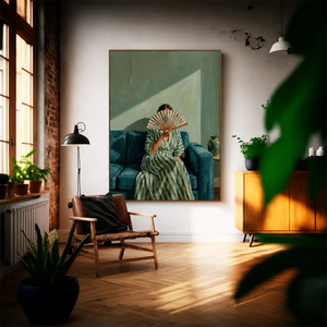 Veiled Fan Figure Wall Art styled interior scene 2 | OILDECO