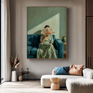 Veiled Fan Figure Wall Art styled interior scene 3 | OILDECO