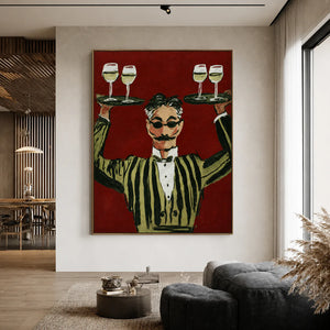 The Grand Toast Waiter Wall Art styled interior scene 1 | OILDECO