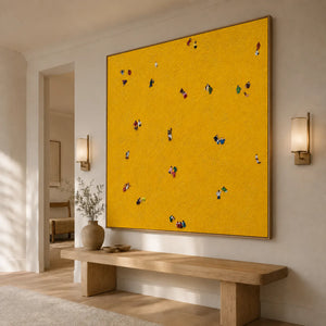 Golden Gathering Textured Wall Art styled interior scene 2 | OILDECO