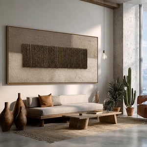 Umber Reed Relief Wall Art styled interior scene 1 | OILDECO