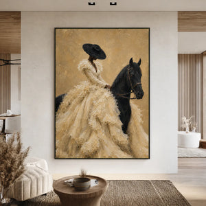 Ivory Rider Horse Wall Art styled interior scene 1 | OILDECO