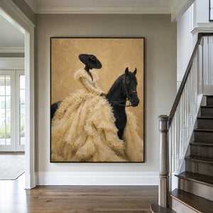 Ivory Rider Horse Wall Art styled interior scene 2 | OILDECO