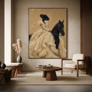 Ivory Rider Horse Wall Art styled interior scene 4 | OILDECO