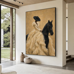 Ivory Rider Horse Wall Art styled interior scene 5 | OILDECO