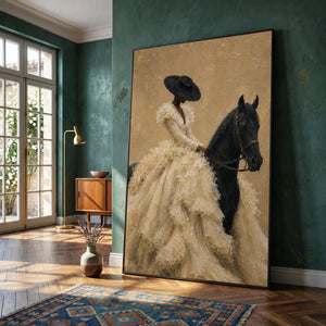 Ivory Rider Horse Wall Art styled interior scene 6 | OILDECO