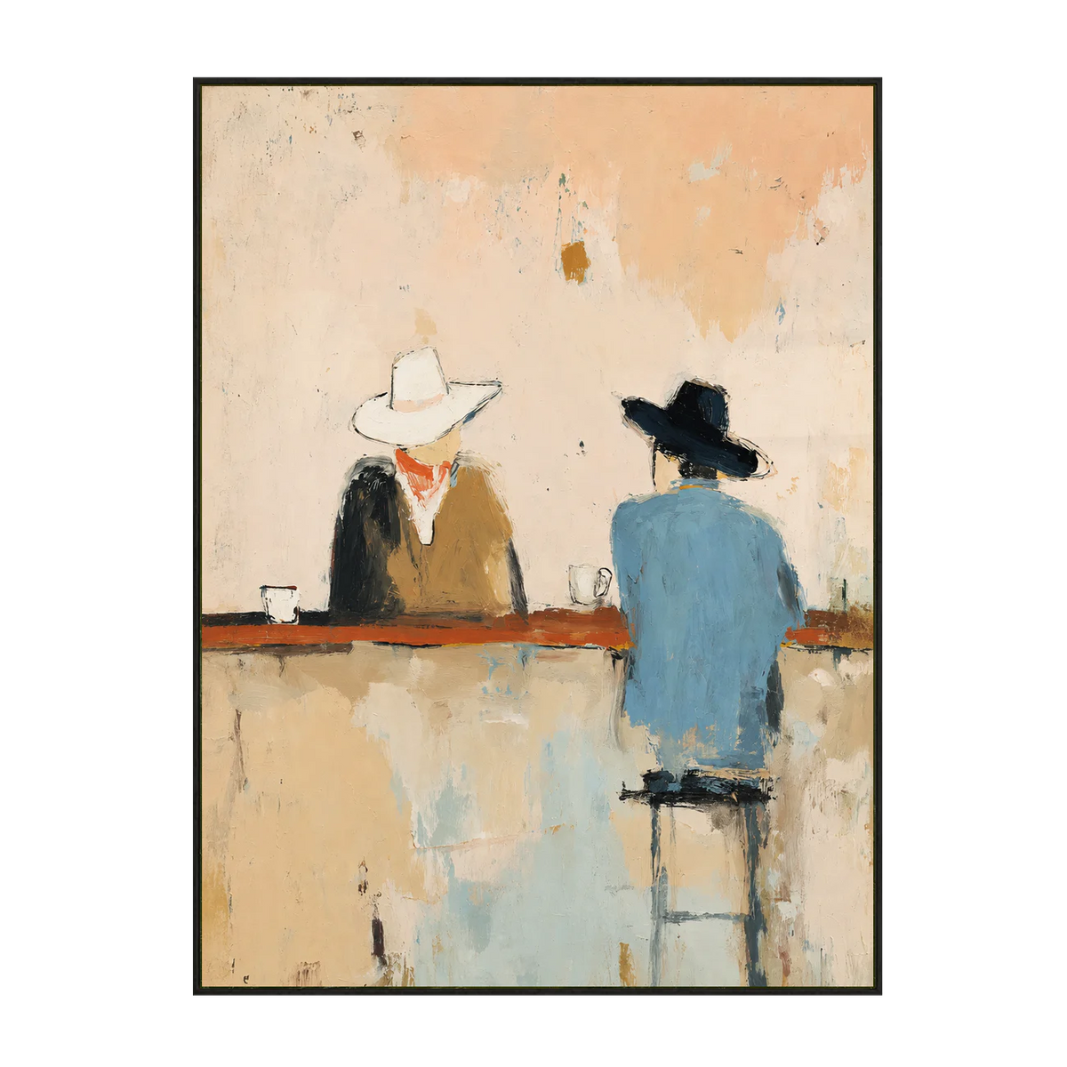 Quiet Saloon Cowboys Textured Wall Art