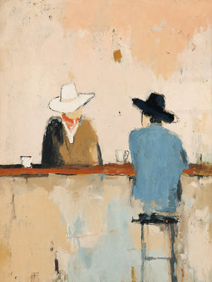 Quiet Saloon Cowboys Textured Wall Art artwork view | OILDECO