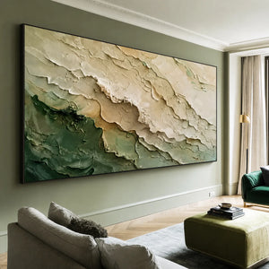 Ivory Sage Tides Relief Wall Art styled interior scene 1 | OILDECO