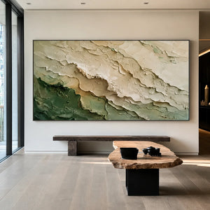 Ivory Sage Tides Relief Wall Art styled interior scene 3 | OILDECO