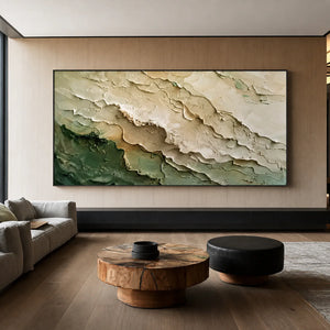 Ivory Sage Tides Relief Wall Art styled interior scene 4 | OILDECO