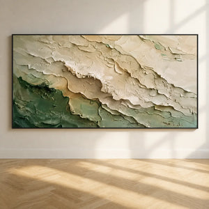 Ivory Sage Tides Relief Wall Art styled interior scene 5 | OILDECO