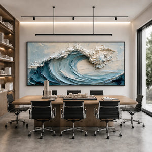 Cerulean Crest Relief Wall Art styled interior scene 1 | OILDECO