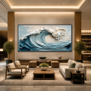 Cerulean Crest Relief Wall Art styled interior scene 2 | OILDECO