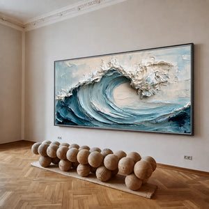 Cerulean Crest Relief Wall Art styled interior scene 3 | OILDECO