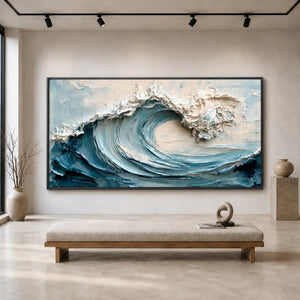 Cerulean Crest Relief Wall Art styled interior scene 5 | OILDECO