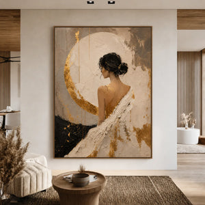 Moonlit Grace Textured Wall Art styled interior scene 1 | OILDECO