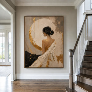 Moonlit Grace Textured Wall Art styled interior scene 2 | OILDECO