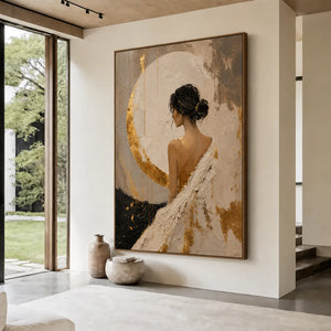 Moonlit Grace Textured Wall Art styled interior scene 5 | OILDECO