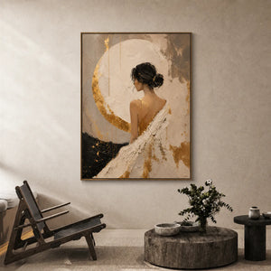 Moonlit Grace Textured Wall Art styled interior scene 6 | OILDECO