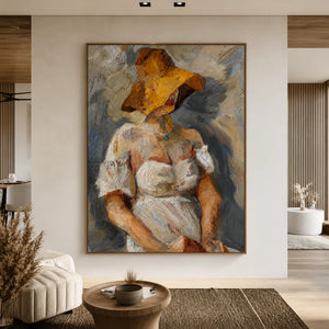 Golden Hat Figure Wall Art styled interior scene 1 | OILDECO
